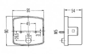 Achterlamp universeel vierkant