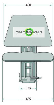 Geveerde stoel voorkant met logo