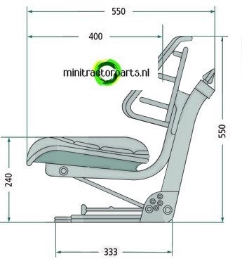 Geveerde stoel zijaanzicht met logo
