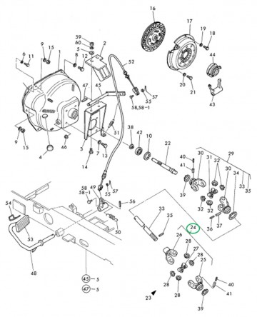 Kruiskoppeling yanmar tekening zitmaaiers ym