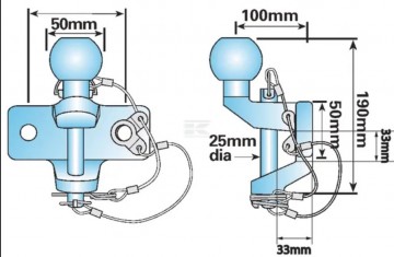 Trekhaak kogelkoppeling afmetingen